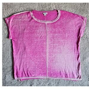 Sundance Ribbed Hem Sweater Short Sleeve, 100% Cotton, Split Hem, Womens Sz XL